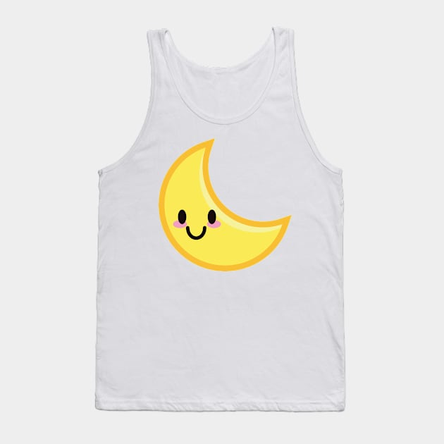 MOON CUTE KAWAII ANIME WEATHER KAOMOJI EMOTICON CARTOON Tank Top by Chameleon Living